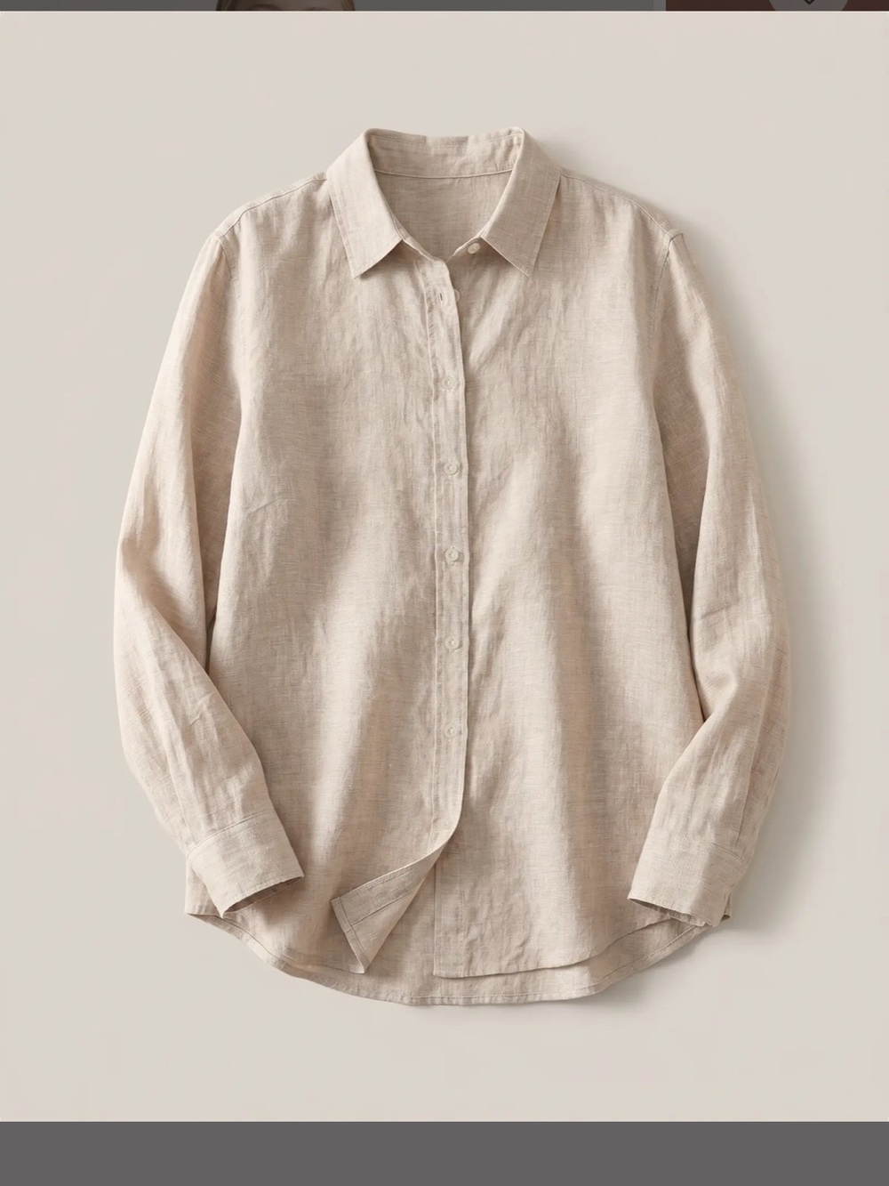 Quince European linen women’s long sleeve top large color flax - Picture 3 of 12